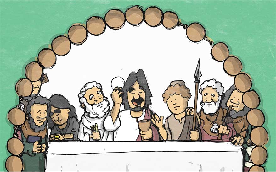 Jezus stelt de eucharistie in tijdens het Laatste Avondmaal - Geheimen van Licht - Rozenkrans