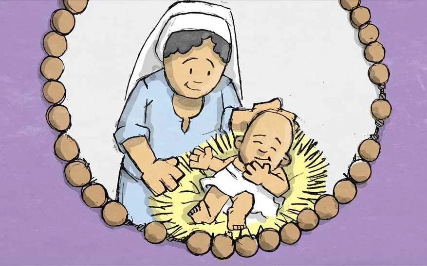 Jezus wordt geboren in een stal van Bethlehem - Blijde Geheimen - Rozenkrans